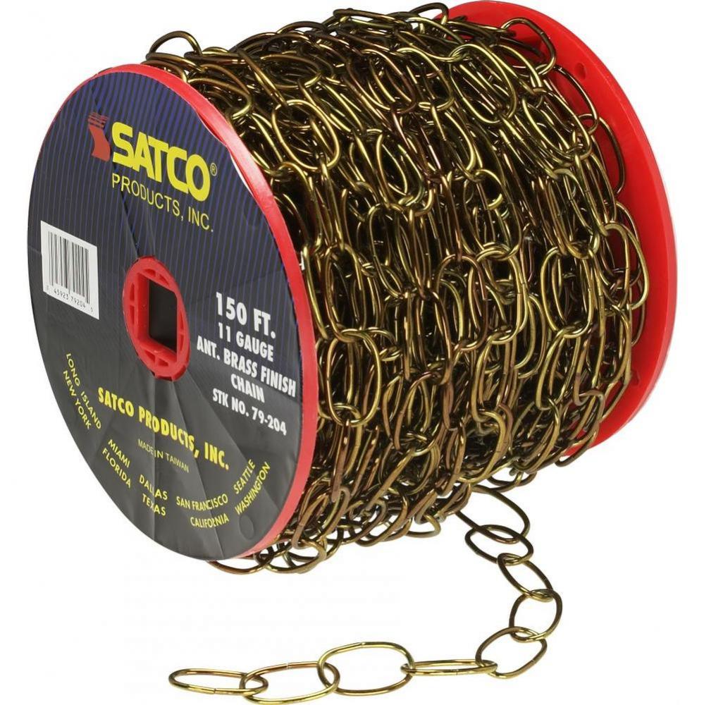 150 ft Reel Antique Brass 11 Ga Chain