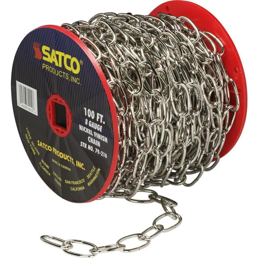100 ft Reel Chain Nickel 8 ga