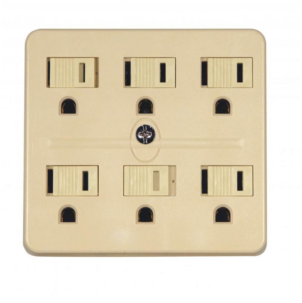 Ivory 6 Outlets Grd Adapter