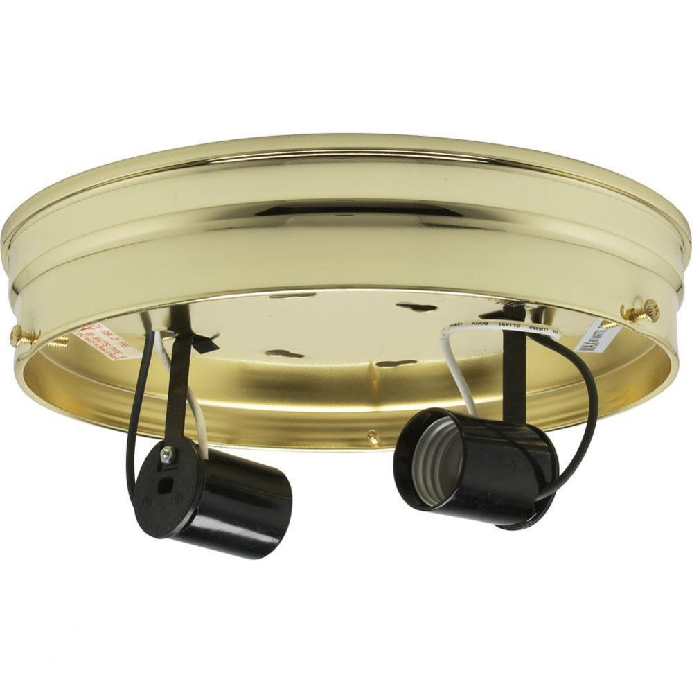 8'' Wired 2 Light Pan Brass Fin