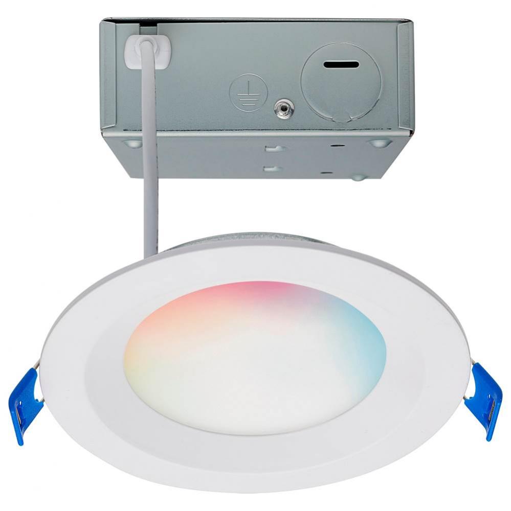 9 Watt; LED Direct Wire; Low Profile Regress Baffle Downlight; 4 Inch Round; Starfish IOT; Tunable