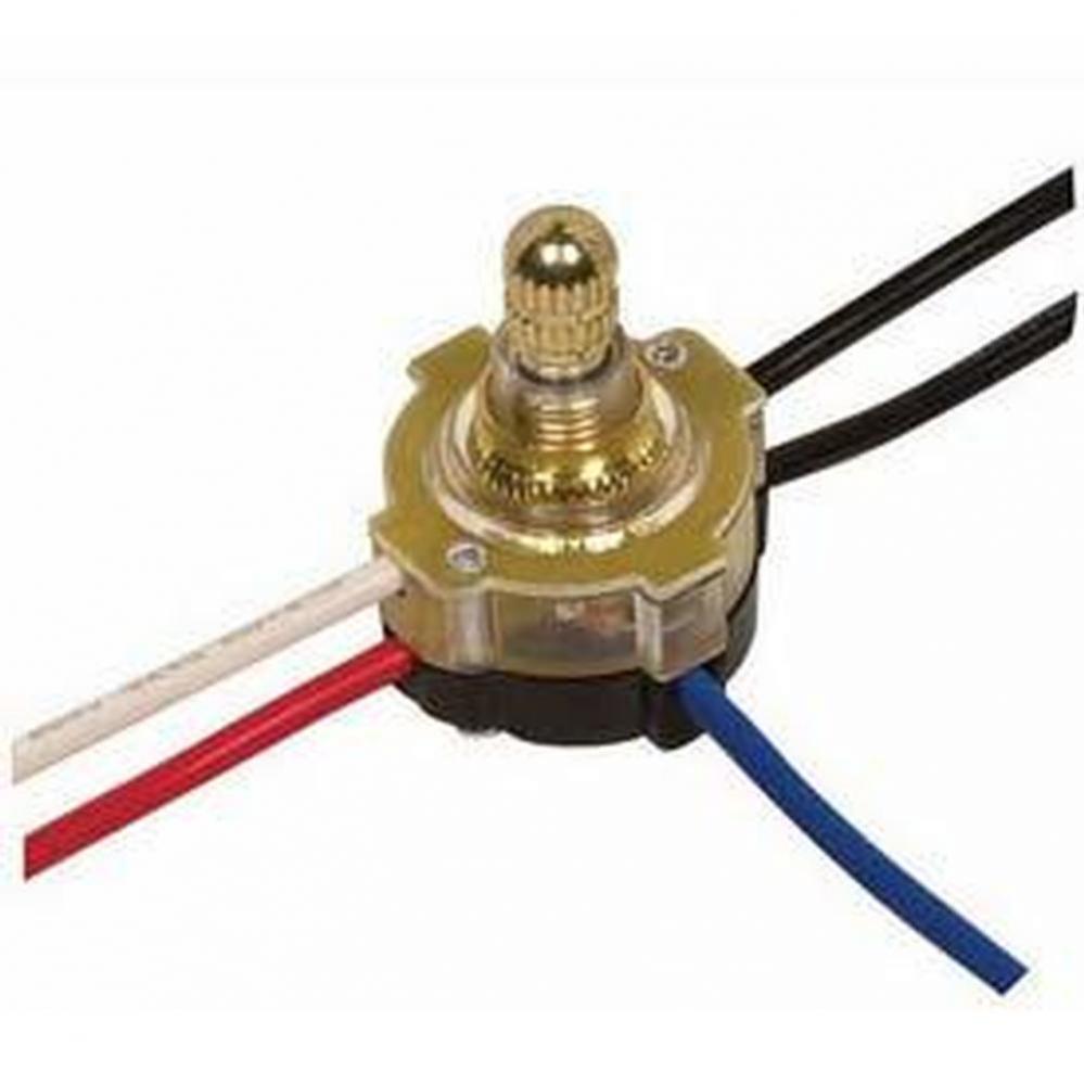 Brass Finish 3 Way Rotary Switch Lighted