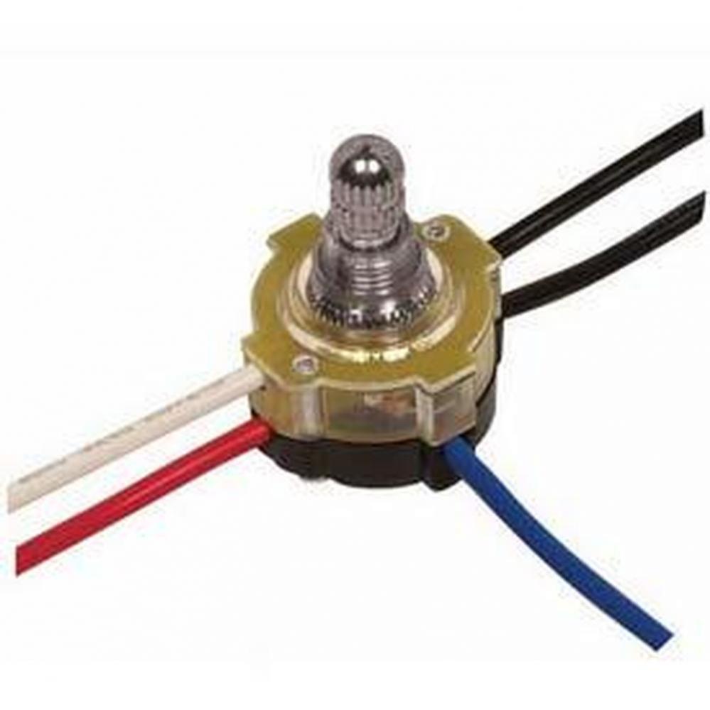 Nickel Finish 3 Way Rotary Switch Lighted