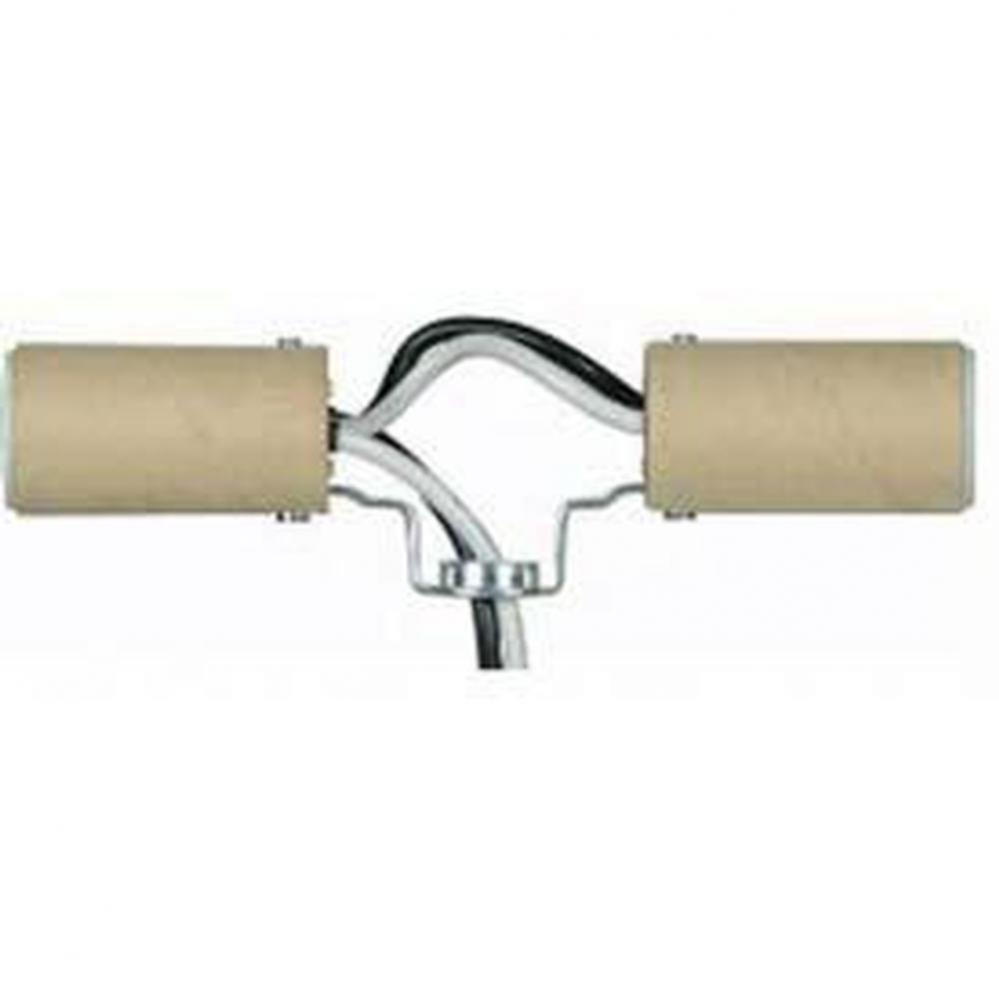 Twin Porcelain Candelabra Sockets with 1/8 Hic