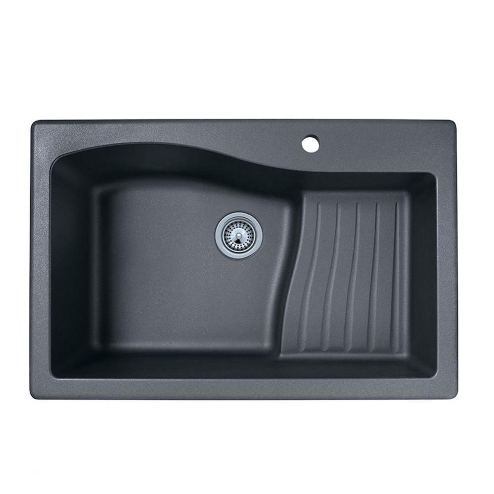 QZAD-3322 22 x 33 Granite Drop in Ascend Bowl Sink in Nero