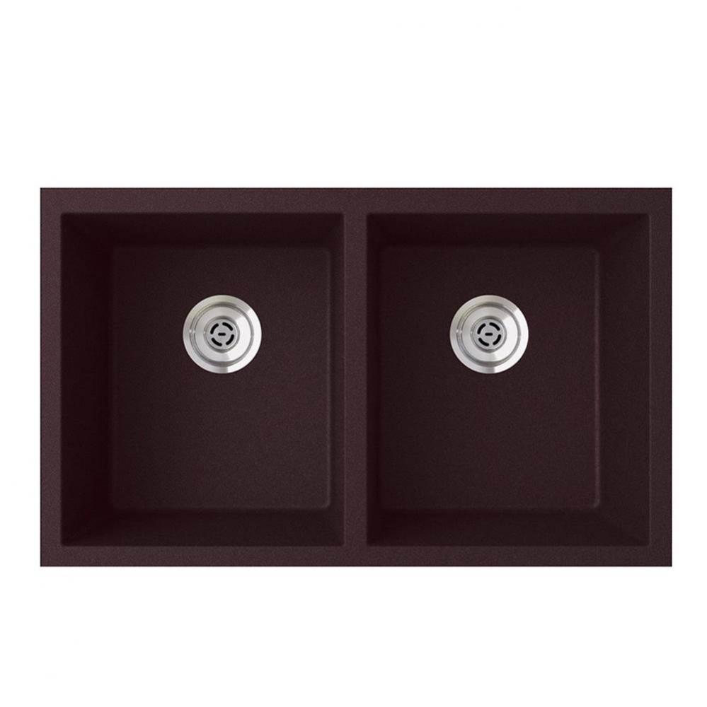 QUSQ-3322 22 x 33 Granite Undermount Double Bowl Sink in Espresso