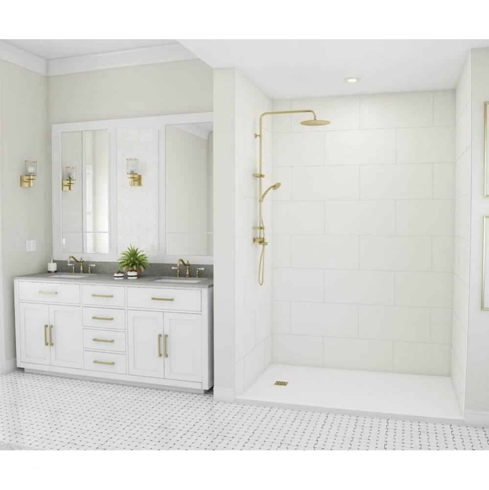 TSMK96-3442 34 x 42 x 96 Swanstone® Traditional Subway Tile Glue up Shower Wall Kit in White