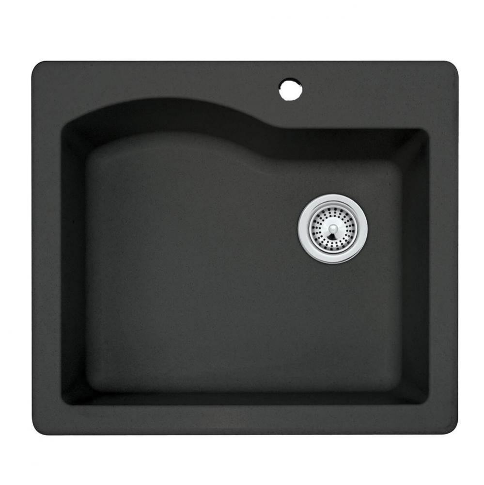 QZSB-2522 22 x 25 Granite Drop in Single Bowl Sink in Nero