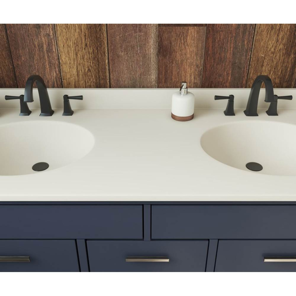 VT2B2261 Ellipse 22 x 61 Double Bowl Vanity Top in Bone
