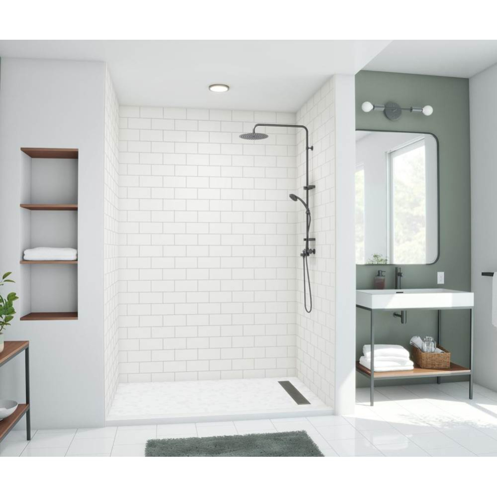 TSMK96-3250 32 x 50 x 96 Swanstone® Traditional Subway Tile Glue up Shower Wall Kit in White