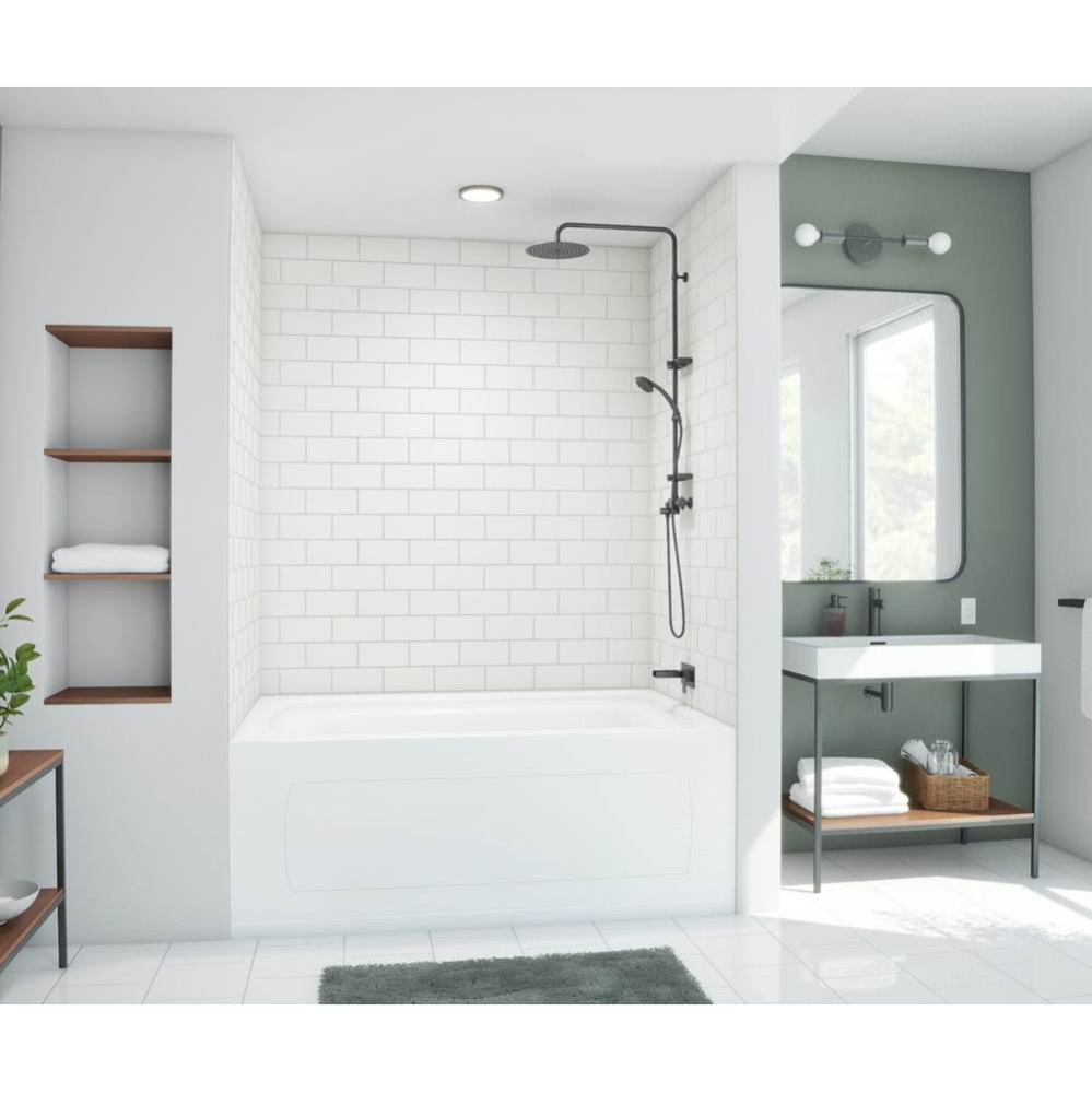 MTMK72-3262 32 x 62 x 72 Swanstone® Metro Subway Tile Glue up Tub Wall Kit in White