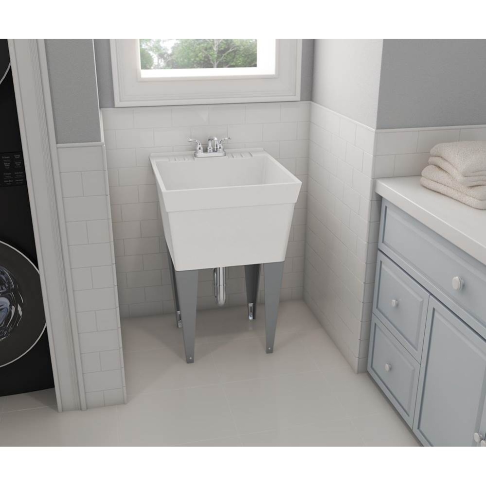 MF-F 22 x 24 Veritek Floor Mount Single Bowl Laundry Tub in White