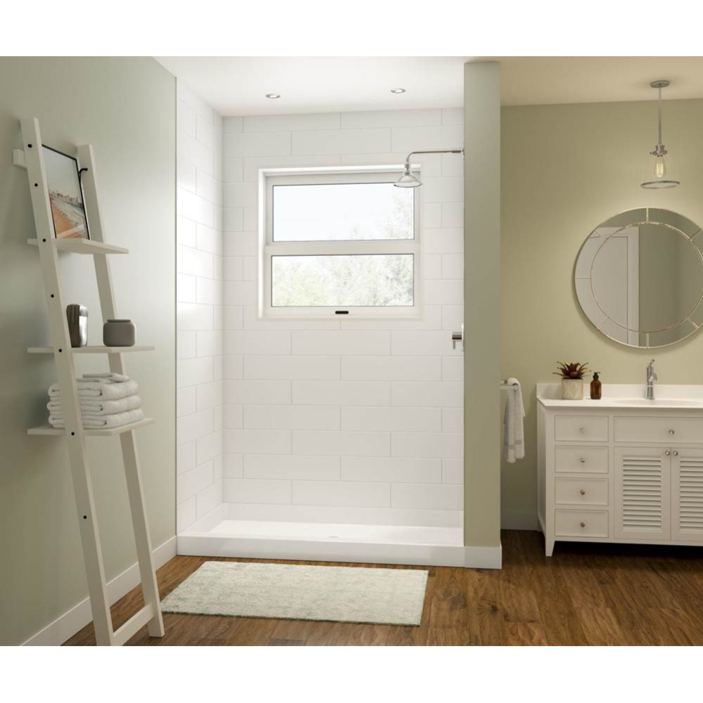 MSMK96-3062 30 x 62 x 96 Swanstone® Modern Subway Tile Glue up Shower Wall Kit in White