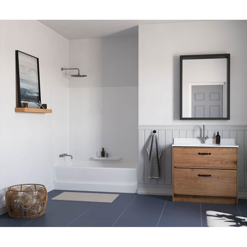 GN-58 30 x 60 x 58 Veritek Smooth Glue up Tub Wall Kit in White