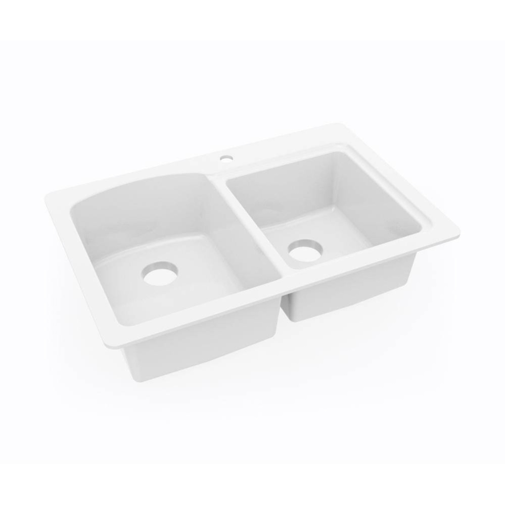 KSDB-3322 22 x 33 Swanstone® Dual Mount Double Bowl Sink in White