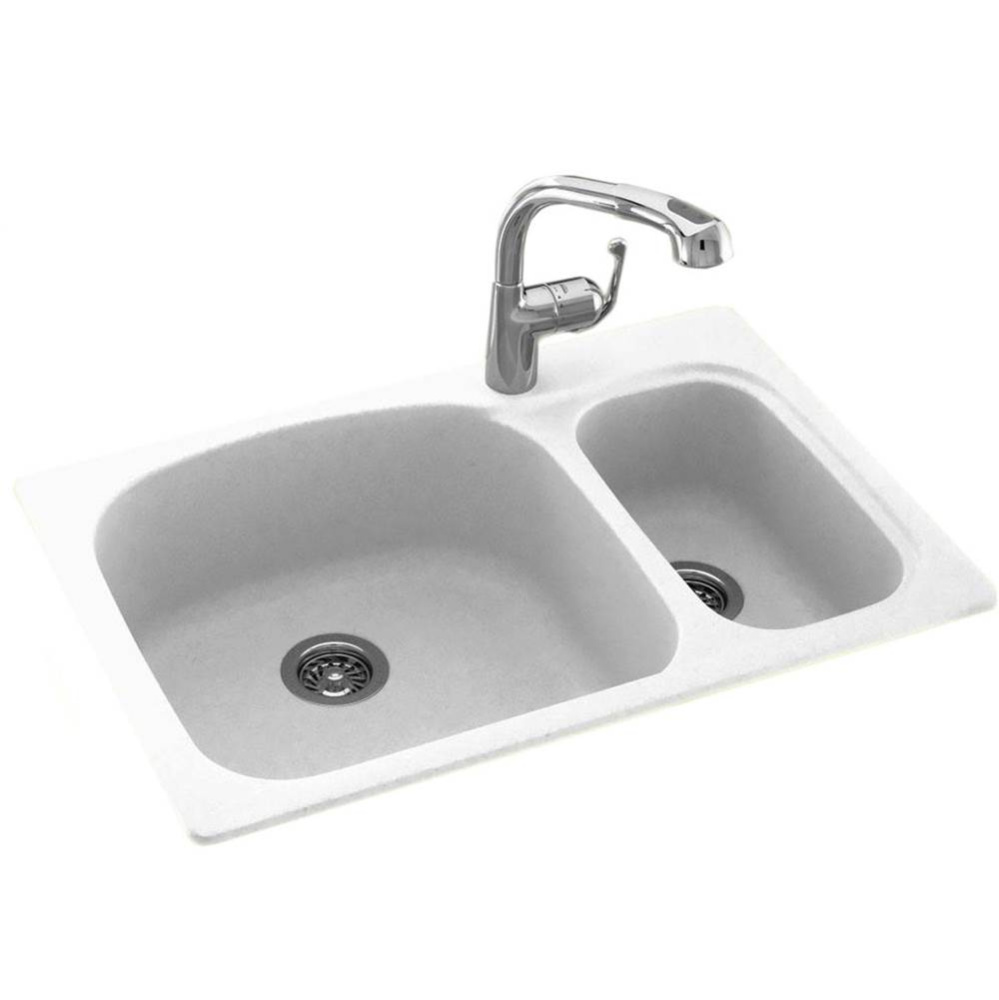 KSLS-3322 22 x 33 Swanstone® Dual Mount Double Bowl Sink in Bone