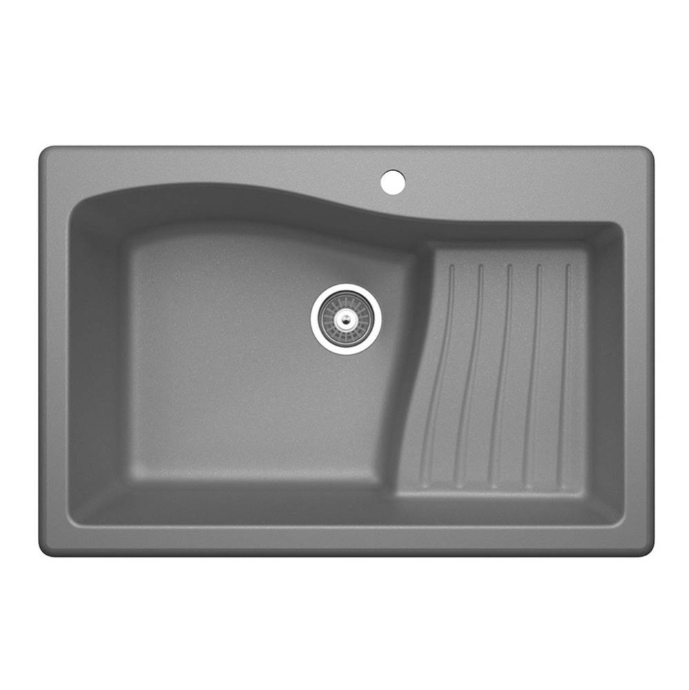 QZAD-3322 22 x 33 Granite Drop in Ascend Bowl Sink in Metallico
