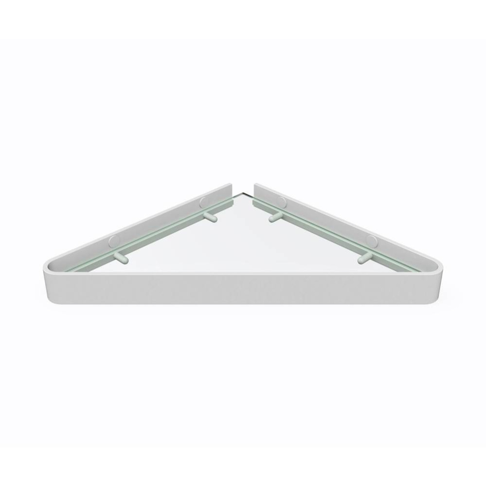 White Metal and Glass Corner Shelf