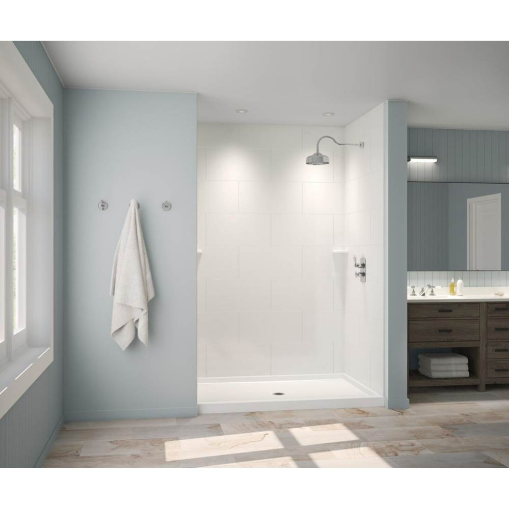 TSMK84-3462 34 x 62 x 84 Swanstone® Traditional Subway Tile Glue up Shower Wall Kit in White