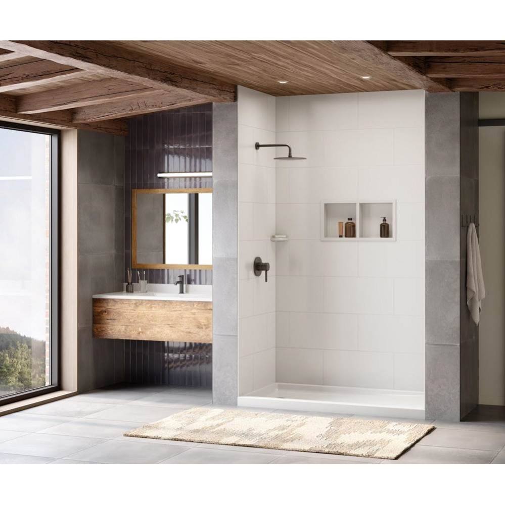 TSMK96-3262 32 x 62 x 96 Swanstone Traditional Subway Tile Glue up Shower Wall Kit in Mountain Mis