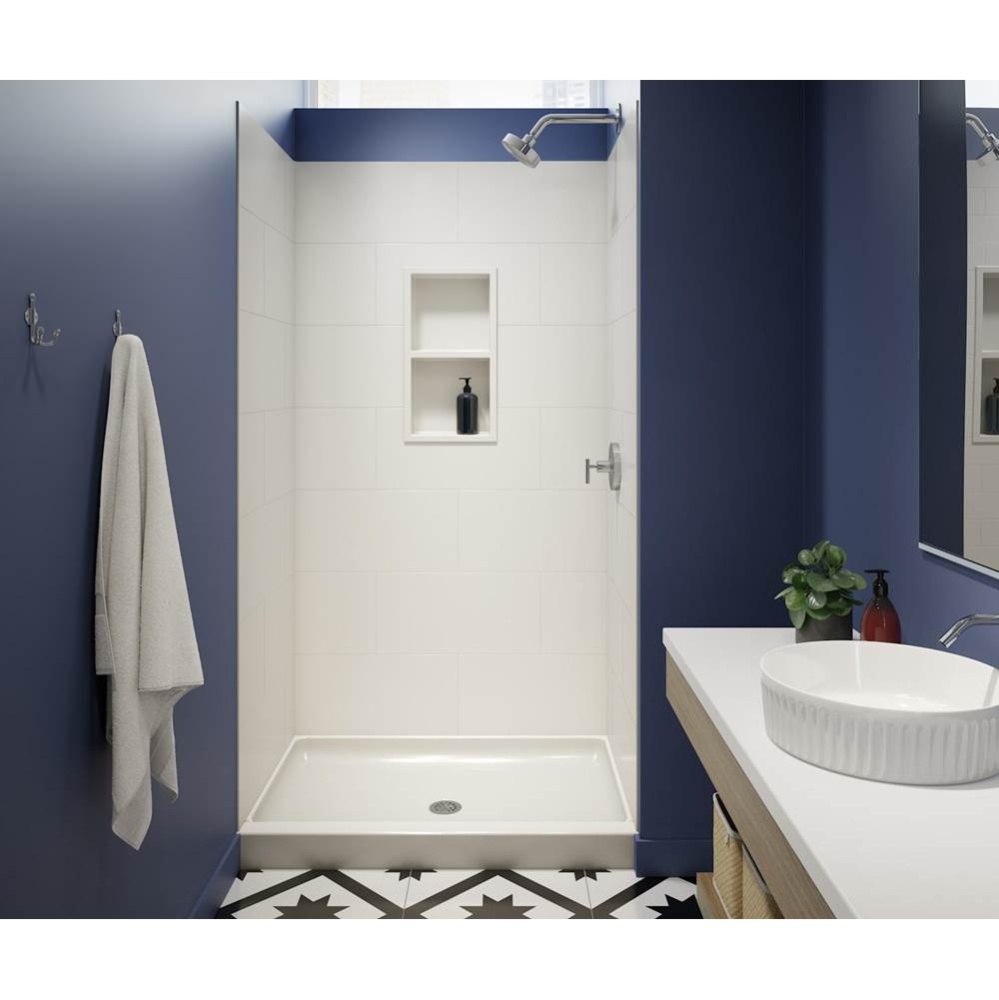 TSMK96-3442 34 x 42 x 96 Swanstone Traditional Subway Tile Glue up Shower Wall Kit in Coastal Sand