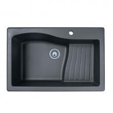 Swan QZ03322AD.077 - QZAD-3322 22 x 33 Granite Drop in Ascend Bowl Sink in Nero