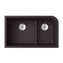 Swan QU03322LD.077 - QULD-3322 22'' x 33'' Granite Undermount Double Bowl Sink in Nero