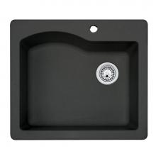 Swan QZ02522SB.077 - QZSB-2522 22 x 25 Granite Drop in Single Bowl Sink in Nero