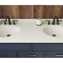 Swan VT022612B.037 - VT2B2261 Ellipse 22 x 61 Double Bowl Vanity Top in Bone