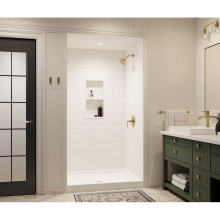 Swan MSMK963636.010 - MSMK96-3636 36 x 36 x 96 Swanstone® Modern Subway Tile Glue up Shower Wall Kit in White