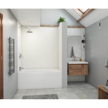 Swan MSMK723636.010 - MSMK72-3636 36 x 36 x 72 Swanstone® Modern Subway Tile Glue up Bathtub and Shower Wall Kit in