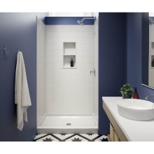 Swan MSMK843262.141 - MSMK84-3262 32 x 62 x 84 Swanstone Modern Subway Tile Glue up Shower Wall Kit in Mountain Mist