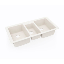 Swan KS04422TB.018 - KSTB-4422 22 x 44 Swanstone® Dual Mount Triple Bowl Sink in Bisque