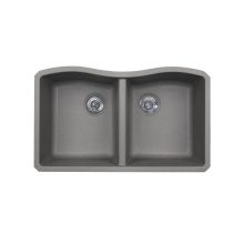 Swan QU03322ED.173 - QUED-3322 22 x 33 Granite Undermount Double Bowl Sink in Metallico