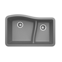Swan QU03322LS.173 - QULS-3322 22 x 33 Granite Undermount Double Bowl Sink in Metallico