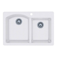 Swan QZ03322DB.210 - QZDB-3322 22 x 33 Granite Drop in Double Bowl Sink in Opal White