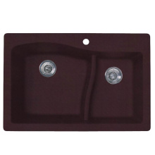 Swan QZ03322LS.170 - QZLS-3322 22 x 33 Granite Drop in Double Bowl Sink in Espresso