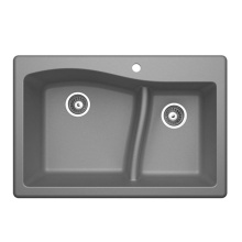 Swan QZ03322LS.173 - QZLS-3322 22 x 33 Granite Drop in Double Bowl Sink in Metallico