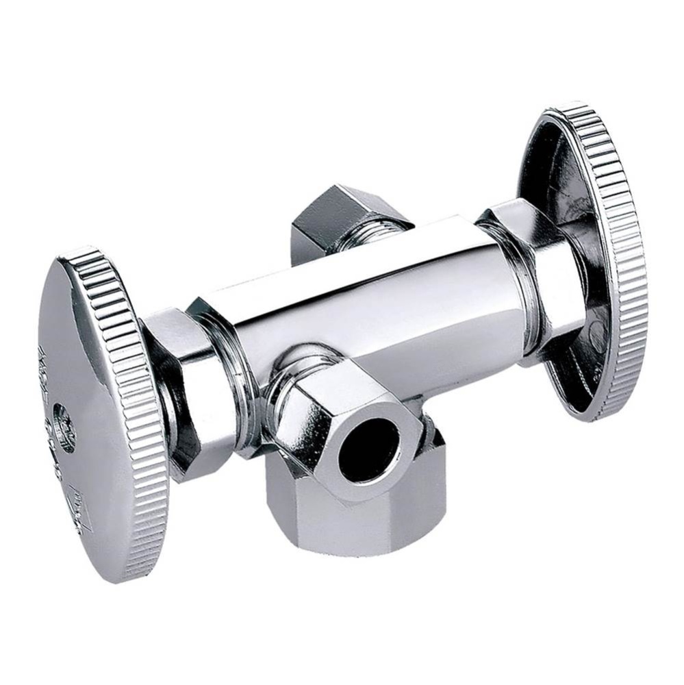 0121065 - Ang Stop 5/8od x 3/8od x 3/8od Comp Dual Hndl Multi-turn Chr