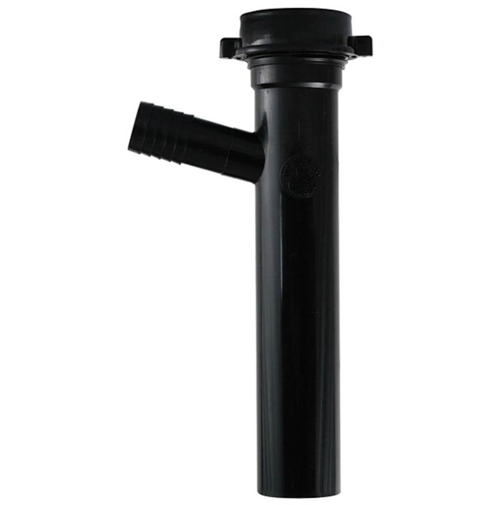 Dishwasher Tailpiece Black Slip Joint 1-1/2 x 8 W/ 3/4 Dwbr 1/bg