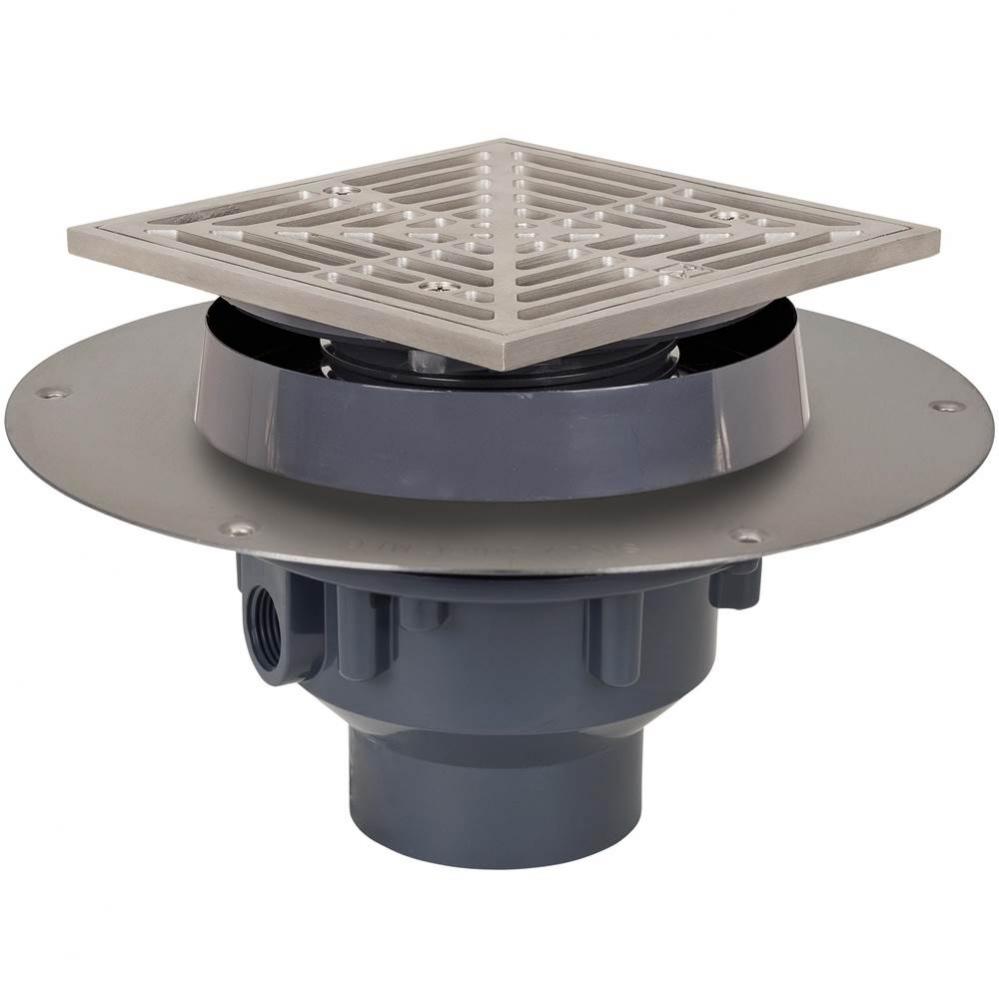 Drain Fl Halo 2 Pvc Ss R&s Sqr