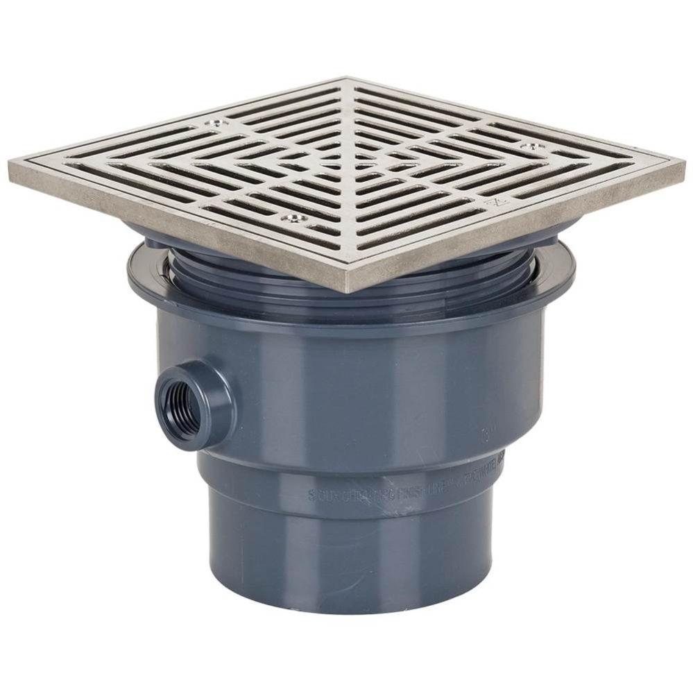 Adj Floor Drain 3 Pvc 6ss R&s Sq