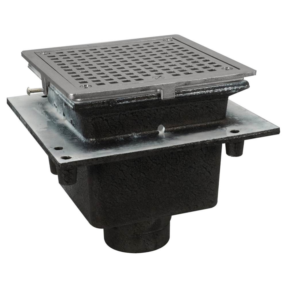 Floor Sink Are Sq 8x8x6 4nh Flanged Ss Ring & Grate