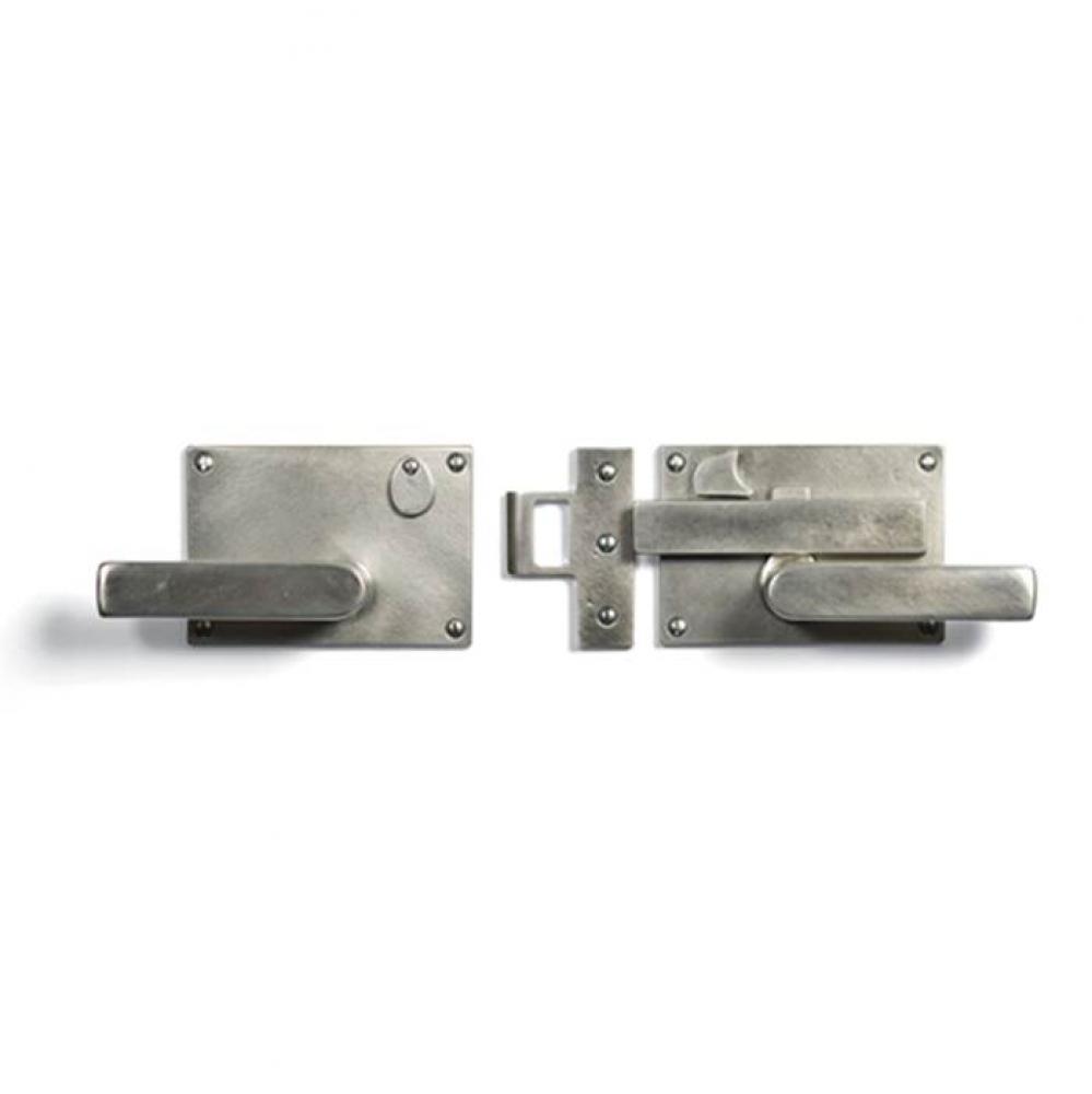 Interior gate latch w/exposed cam, lever & strike. 5'' x 3 1/2'' (int)