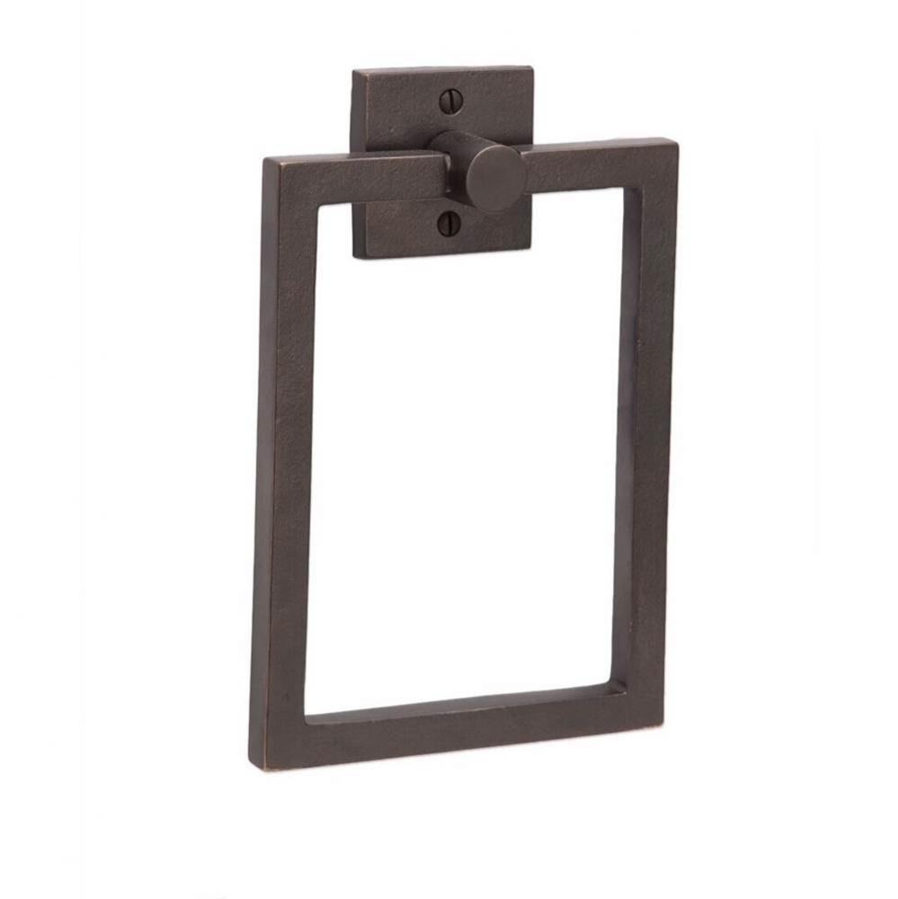 5 1/2'' x 7 1/2'' Contemporary rectangular hand towel ring. Specify escutcheon