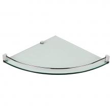 LaLoo Canada 5611TC - Single Glass Corner Shelf with Railing with Tempered Glass - Chrome