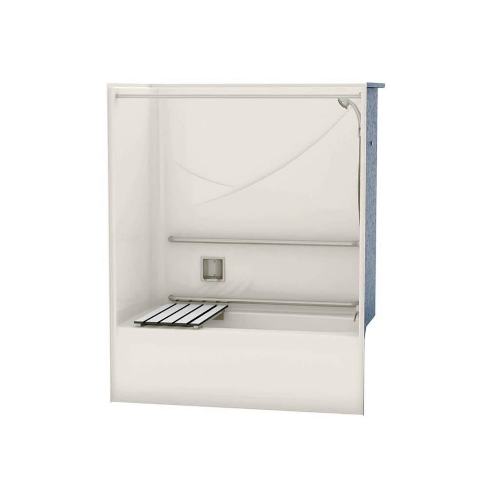 OPTS-6032 AcrylX Alcove Left-Hand Drain One-Piece Tub Shower in Biscuit - Massachusetts Compliant