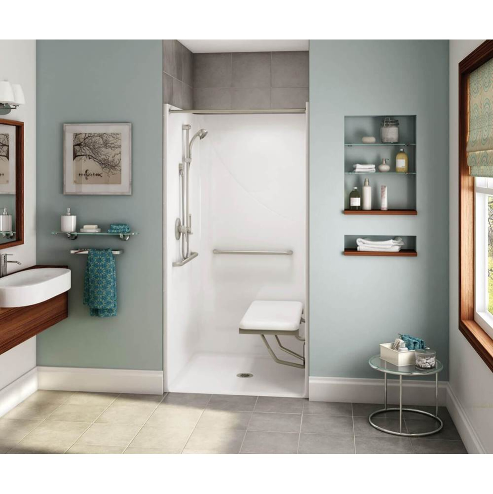 OPS-3636 AcrylX Alcove Center Drain One-Piece Shower in Bone - Massachusetts Compliant Model