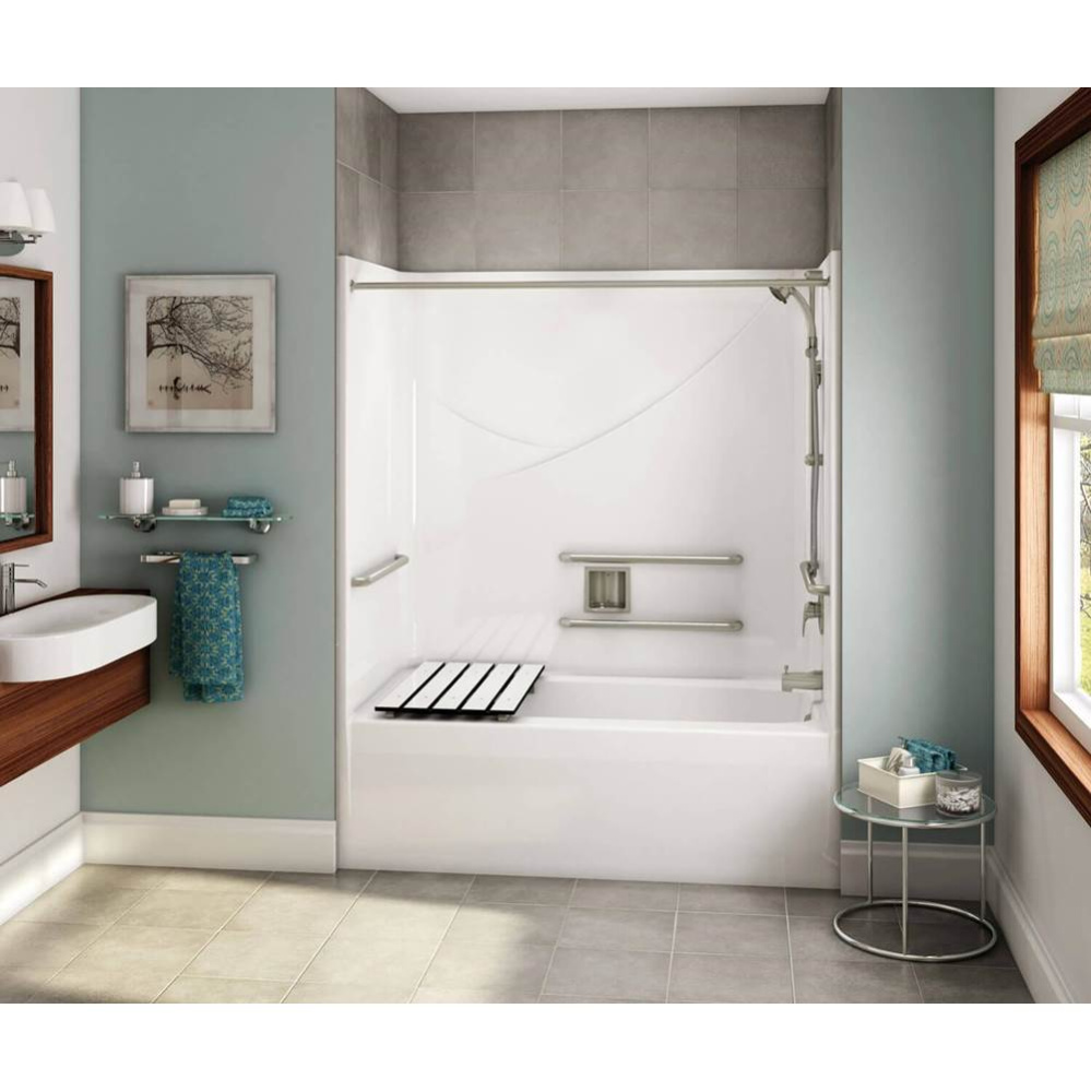 OPTS-6032 AcrylX Alcove Right-Hand Drain One-Piece Tub Shower in White - ADA Compliant