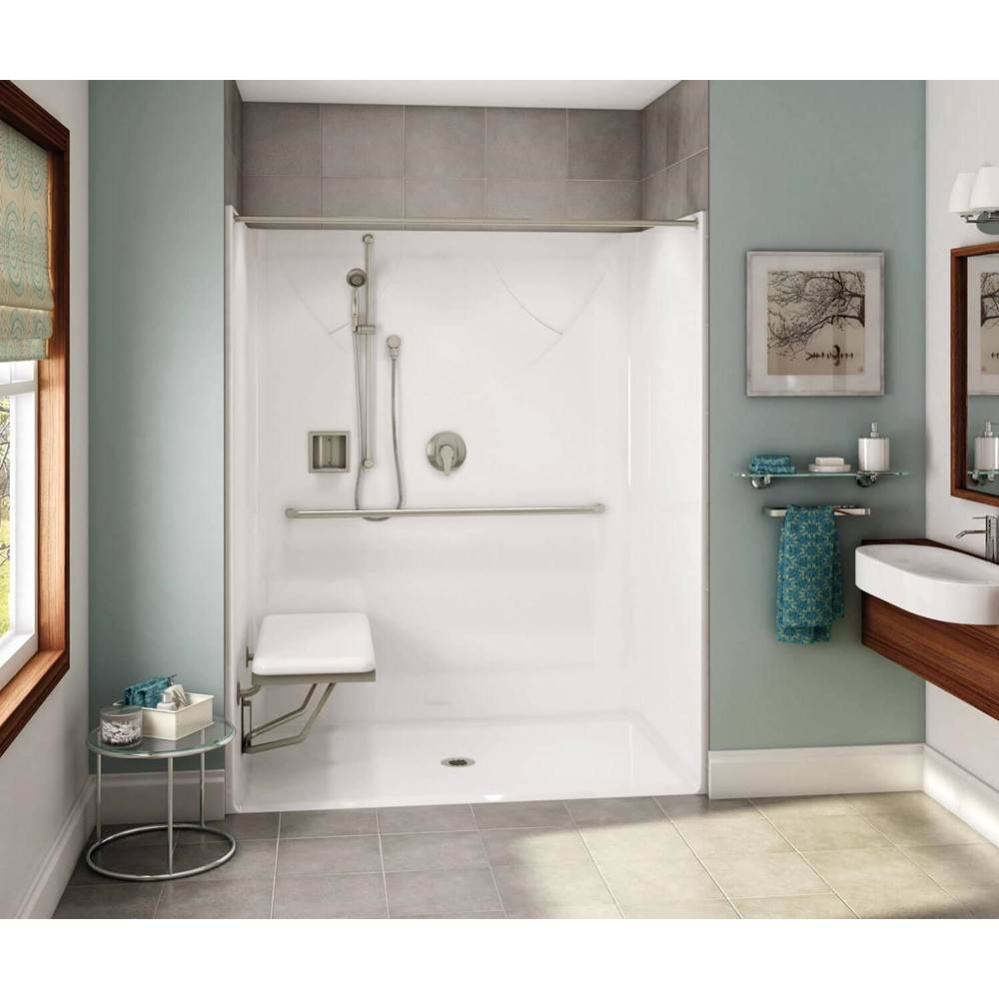 OPS-6036-RS AcrylX Alcove Center Drain One-Piece Shower in Biscuit - Massachusetts Compliant